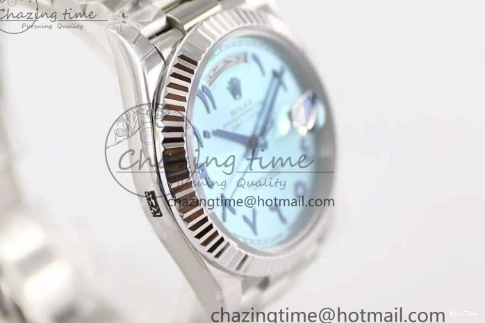 MiroTime 0329 Comfortable Day Date 40mm SS 904L Steel TWF 1:1 Best Edition Ice Blue Arabic Dial on SS Bracelet A 2357